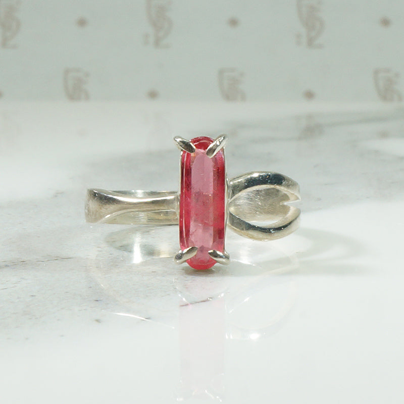 Vintage Sterling Ankh Ring with Pink Tourmaline