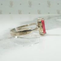 Vintage Sterling Ankh Ring with Pink Tourmaline