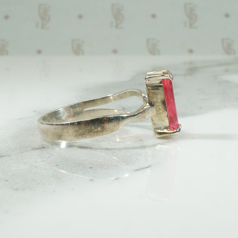 Vintage Sterling Ankh Ring with Pink Tourmaline