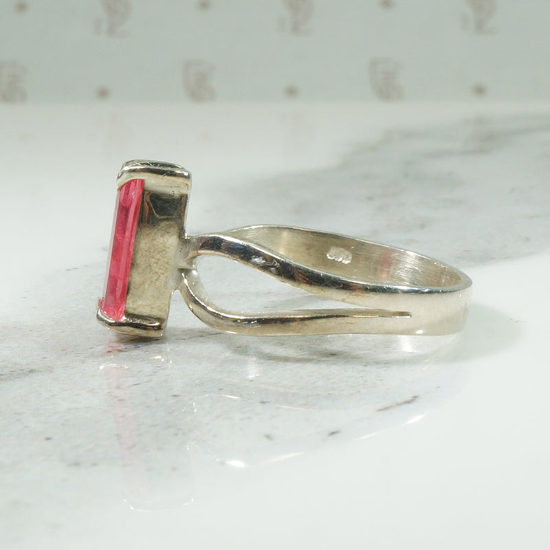Vintage Sterling Ankh Ring with Pink Tourmaline
