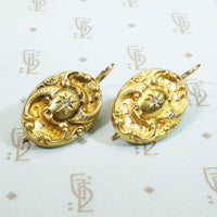 Art Nouveau Earbobs with Star Set OMC Diamonds