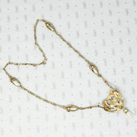 Rare French Art Nouveau Silver Gilt Pearl Necklace
