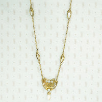 Rare French Art Nouveau Silver Gilt Pearl Necklace
