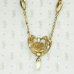 Rare French Art Nouveau Silver Gilt Pearl Necklace