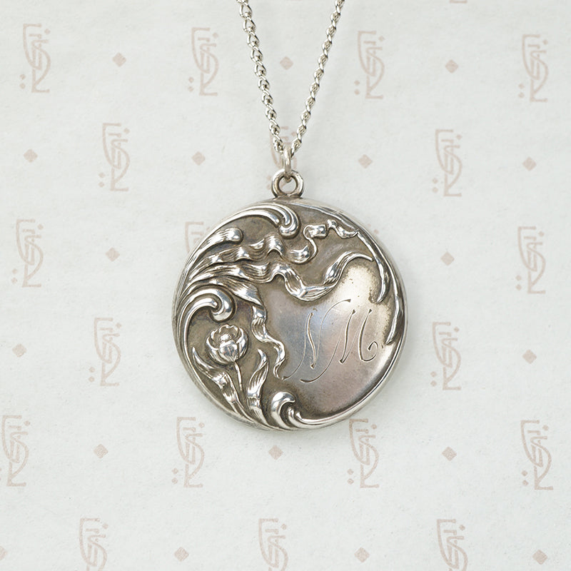 Sterling Art Nouveau Locket with Poppy
