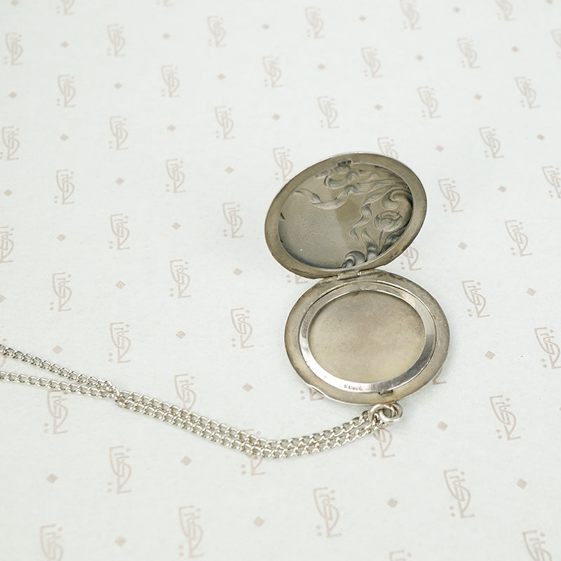 Sterling Art Nouveau Locket with Poppy