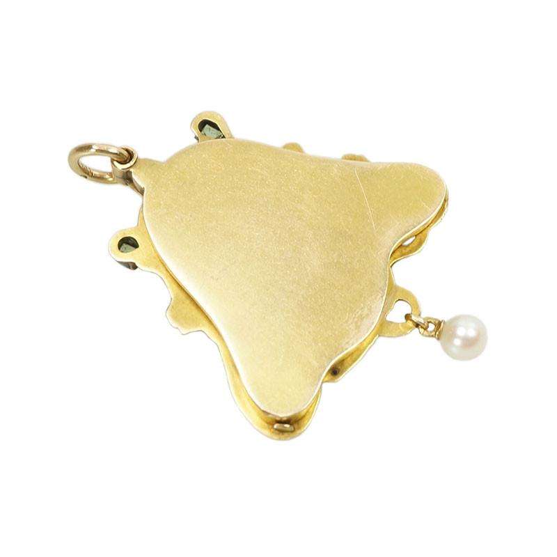 Art Nouveau Locket 18k yellow gold and Emeralds