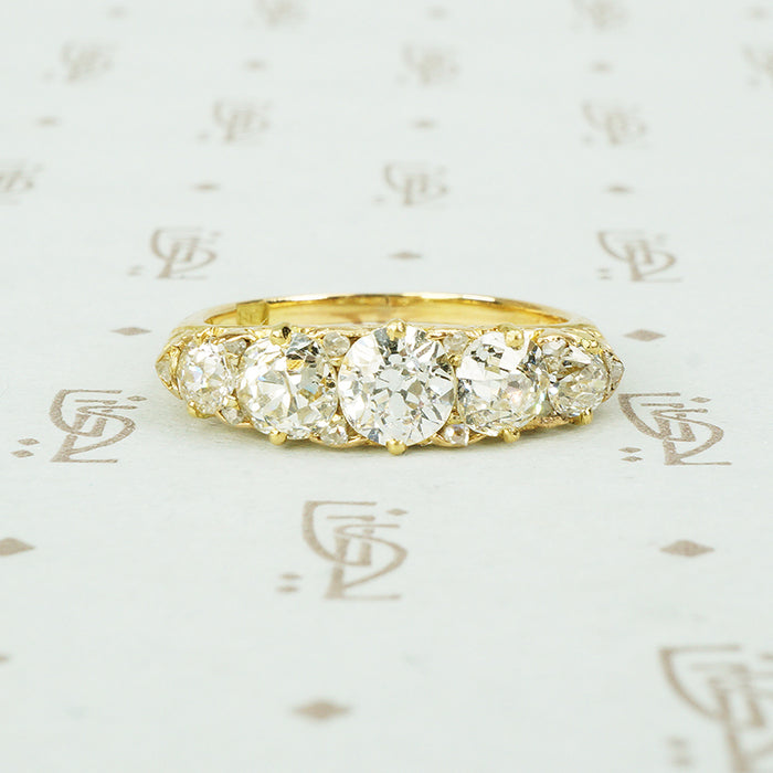 oec and rose cut diamond 18k yellow gold band circa 1880