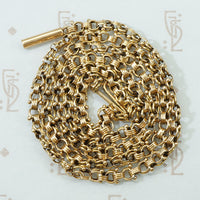 handmade double grooved round link chain with beaded edges 19th century