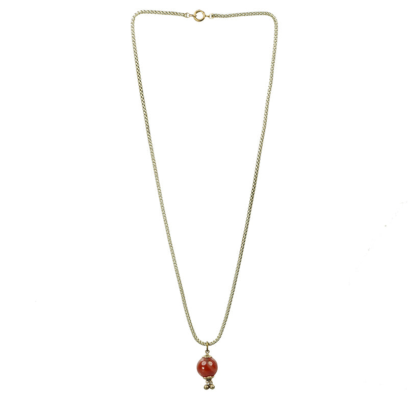 Muted Beauty. Green Gold and Carnelian Necklace by AI - Gem Set Love