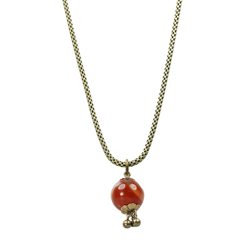 Muted Beauty. Green Gold and Carnelian Necklace by AI - Gem Set Love