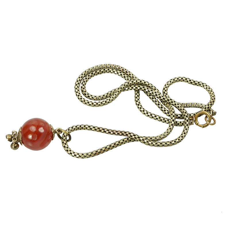 Muted Beauty. Green Gold and Carnelian Necklace by AI - Gem Set Love