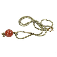 Muted Beauty. Green Gold and Carnelian Necklace by AI - Gem Set Love