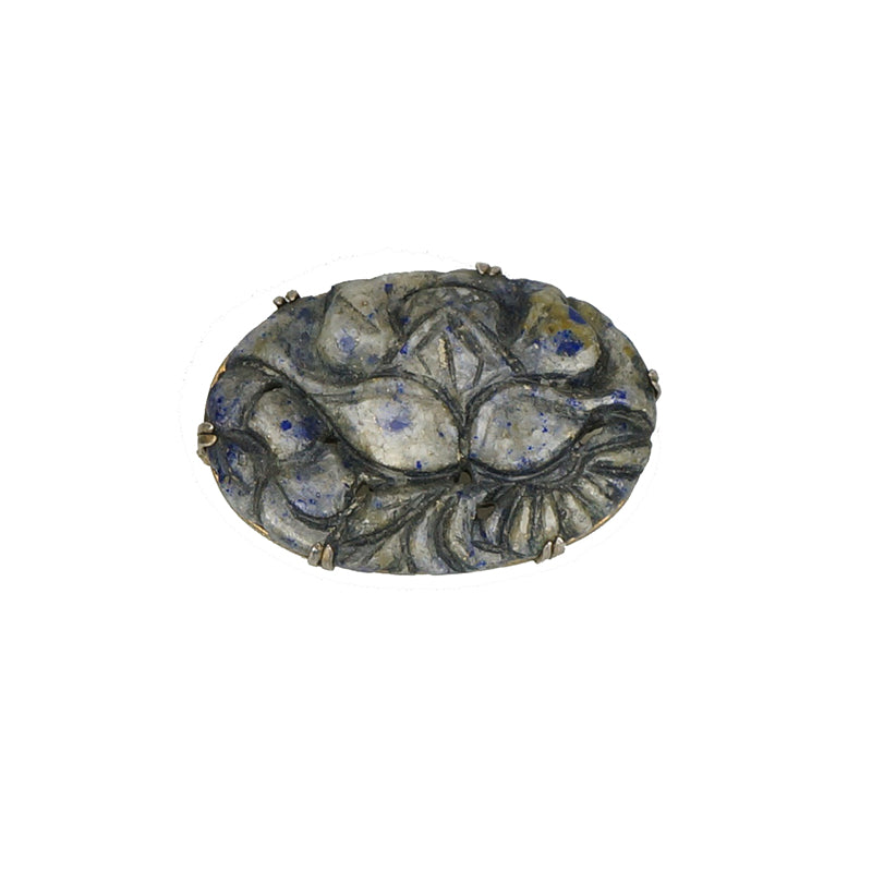 carved lotus blossom vintage chinese brooch