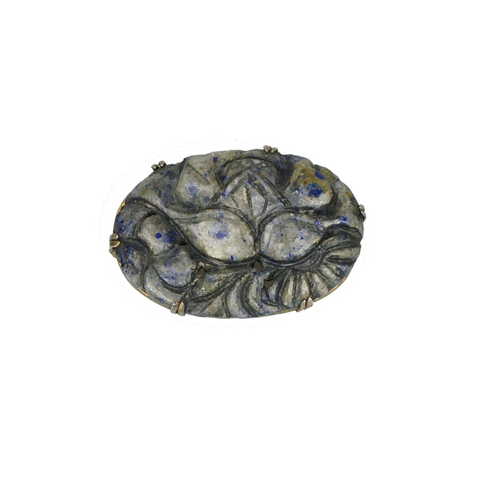 carved lotus blossom vintage chinese brooch