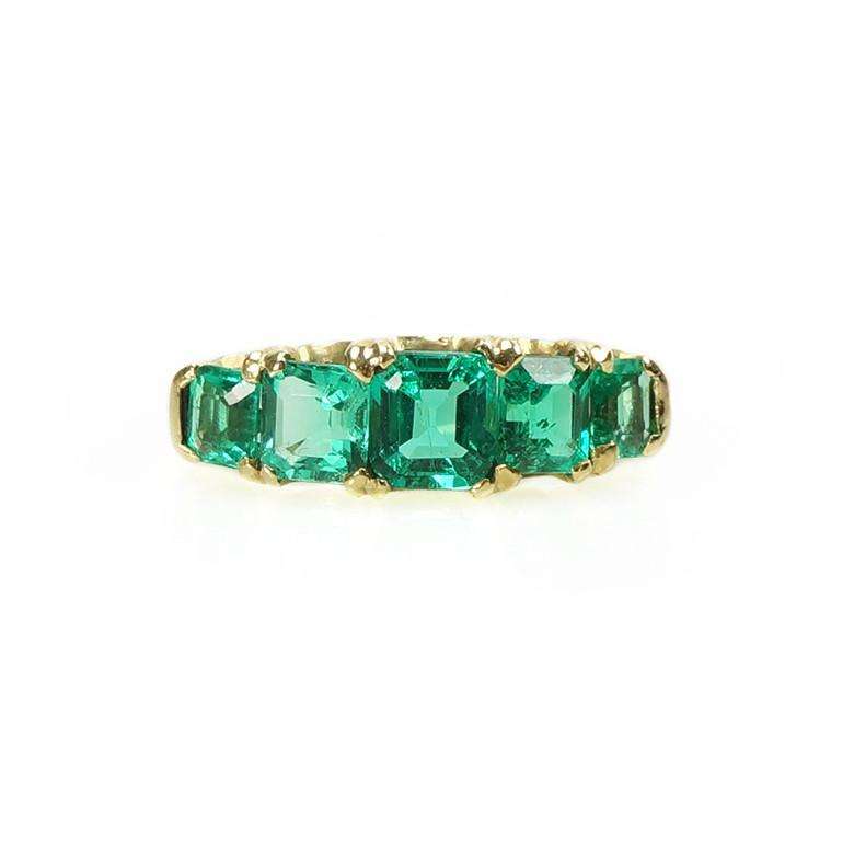 A Victorian Step Cut Emerald Band in 18k