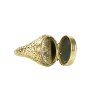 Antique Poison Ring 18k Gold with Bloodstone - Gem Set Love
