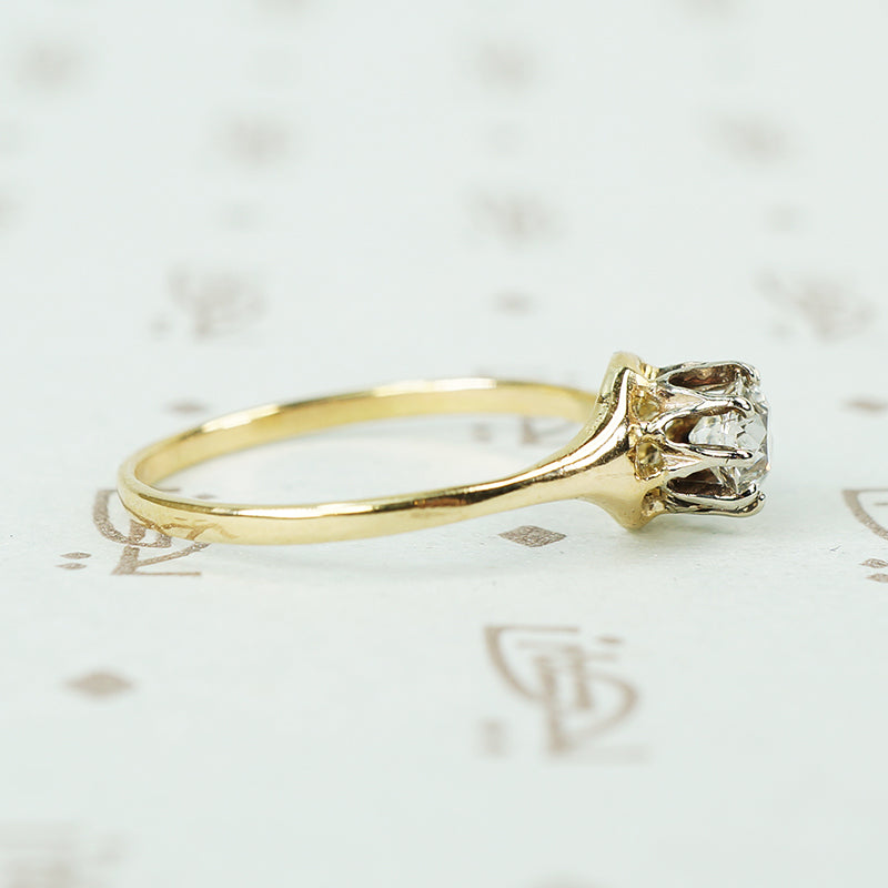 Old Euro Diamond prong set solitaire side view