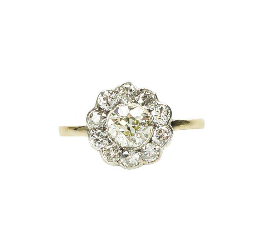Late 19thc Pale Yellow Diamond set Engagement Ring