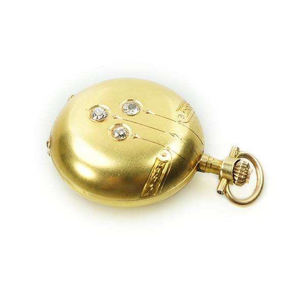 Art Nouveau Ladies Diamond set Pendant Watch in 14k Yellow Gold