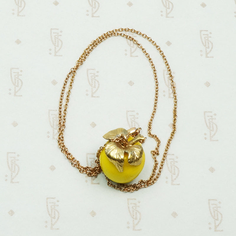 Vintage Glass and Gold Apple Pendant