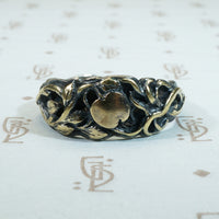 Rare Matched 19thc Wedding Bands Gold Vines on Silver