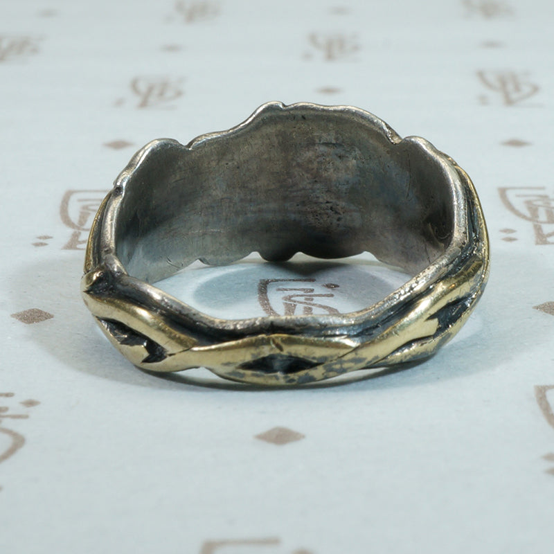 Rare Matched 19thc Wedding Bands Gold Vines on Silver