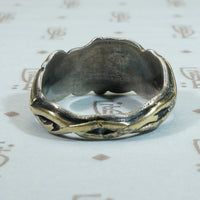 Rare Matched 19thc Wedding Bands Gold Vines on Silver