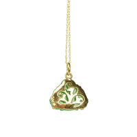 18k Gold Vintage Jade Buddha Necklace - Gem Set Love