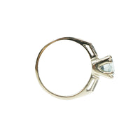 1940's Baguette Diamond and Aqua Engagement Ring