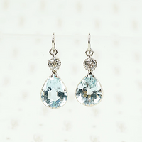 Aquamarine and Antique Diamond Earrings by GSL
