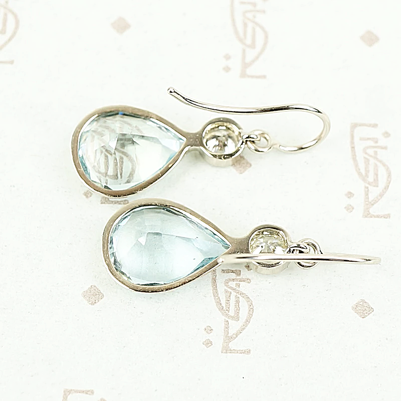Aquamarine and Antique Diamond Earrings by GSL