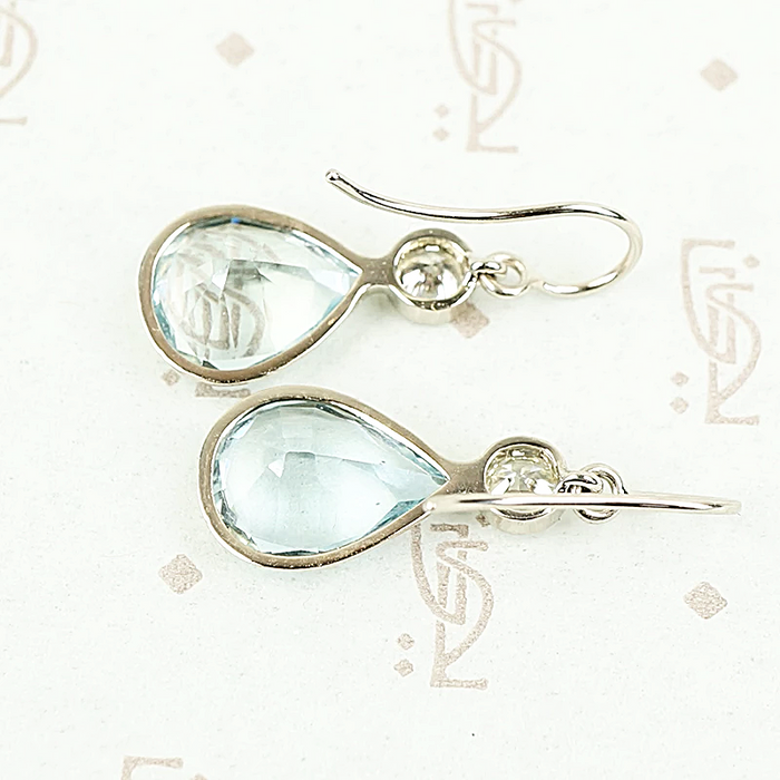 Aquamarine and Antique Diamond Earrings by GSL