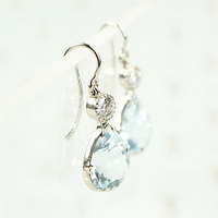 Aquamarine and Antique Diamond Earrings by GSL