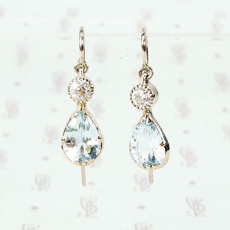 recycled white gold aquamarine and diamond earrings