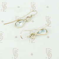 Pear Shaped Aquamarine and Antique Diamond Earrings by GSL