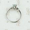 emerald cut aquamarine with baguette diamond sides in platinum top view