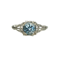 Vintage Filigree Aquamarine Engagement Ring