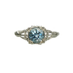 Vintage Filigree Aquamarine Engagement Ring