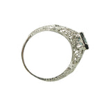 Vintage Filigree Aquamarine Engagement Ring