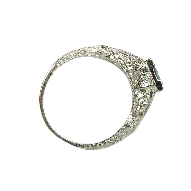 Vintage Filigree Aquamarine Engagement Ring