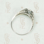 Lacy White Gold Filigree Aquamarine Ring