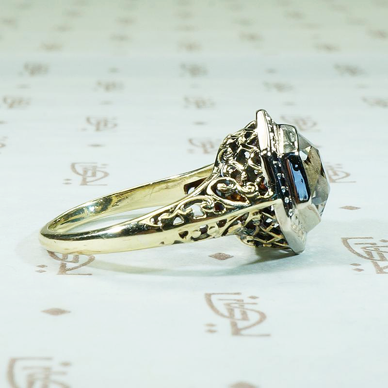 March Birthstone 1920s Aquamarine Solitaire Ring