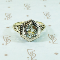 March Birthstone 1920s Aquamarine Solitaire Ring