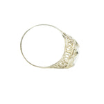 Vintage Aquamarine White Gold Filigree Ring
