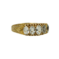 Victorian Gold Band with Aqua Beryl and Crystal Gems