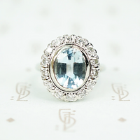 Icy Aquamarine Diamond Halo Cocktail Ring