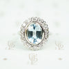 Icy Aquamarine Diamond Halo Cocktail Ring