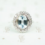 Icy Aquamarine Diamond Halo Cocktail Ring