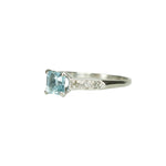 Vintage Platinum Aquamarine Engagement Ring - Gem Set Love